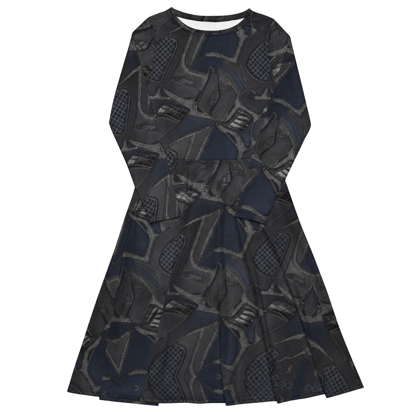 All-over print long sleeve midi dress - FelinDesign