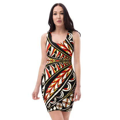 FelinDesign Elegant Maori Style Bodycon Dress for Women Stretch Casual Ceremony - FelinDesign