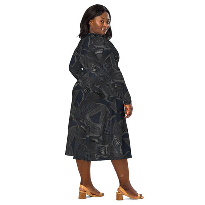 All-over print long sleeve midi dress - FelinDesign