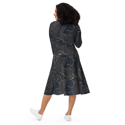 All-over print long sleeve midi dress - FelinDesign