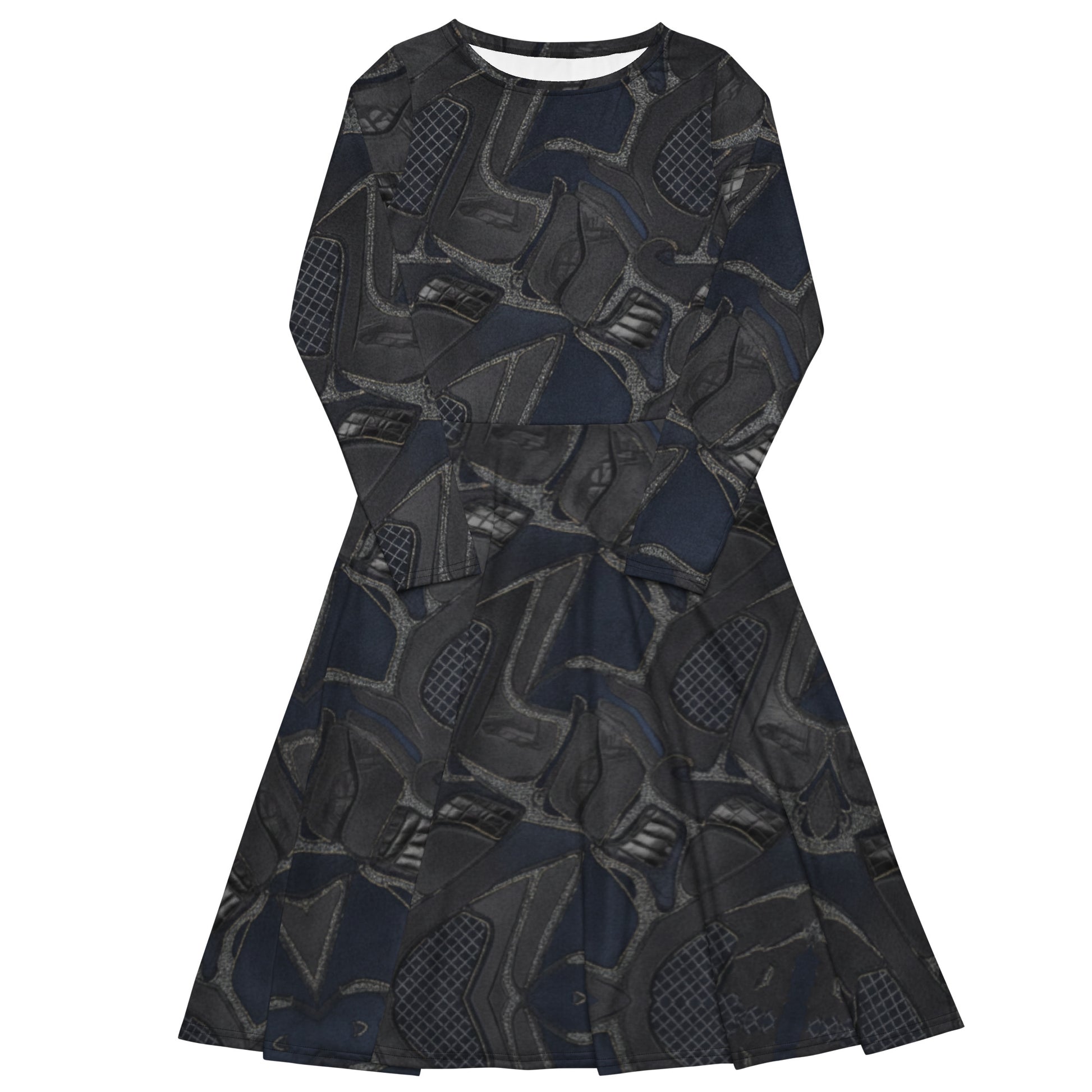 All-over print long sleeve midi dress - FelinDesign