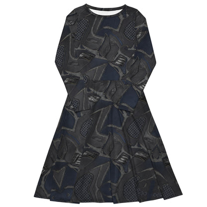All-over print long sleeve midi dress - FelinDesign