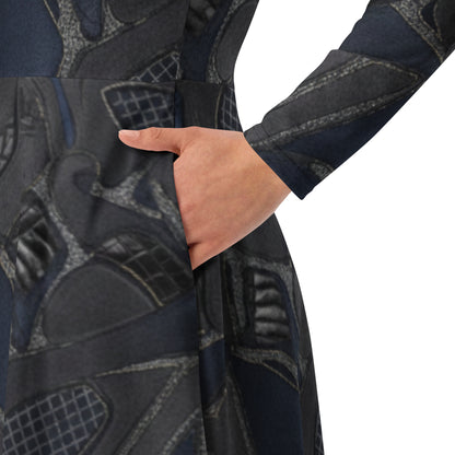 All-over print long sleeve midi dress - FelinDesign