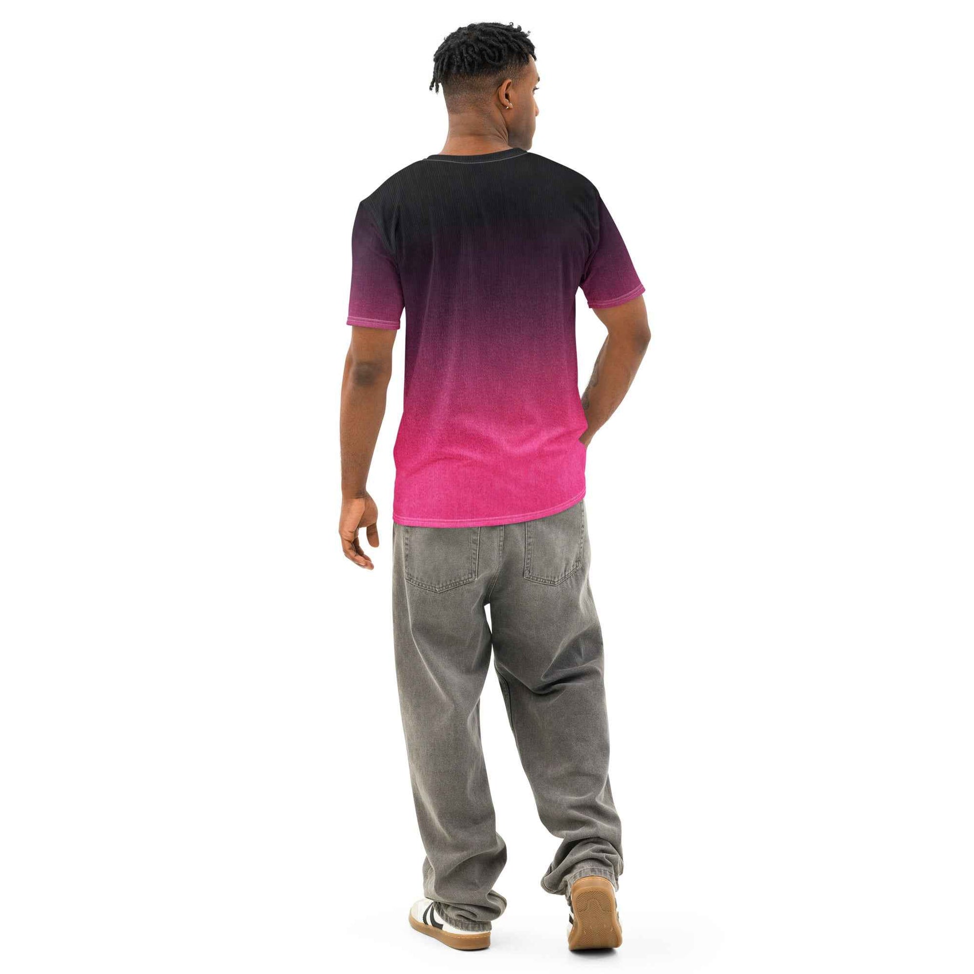 Men’s cotton crew neck t-shirt Unisex black/Fuchsia