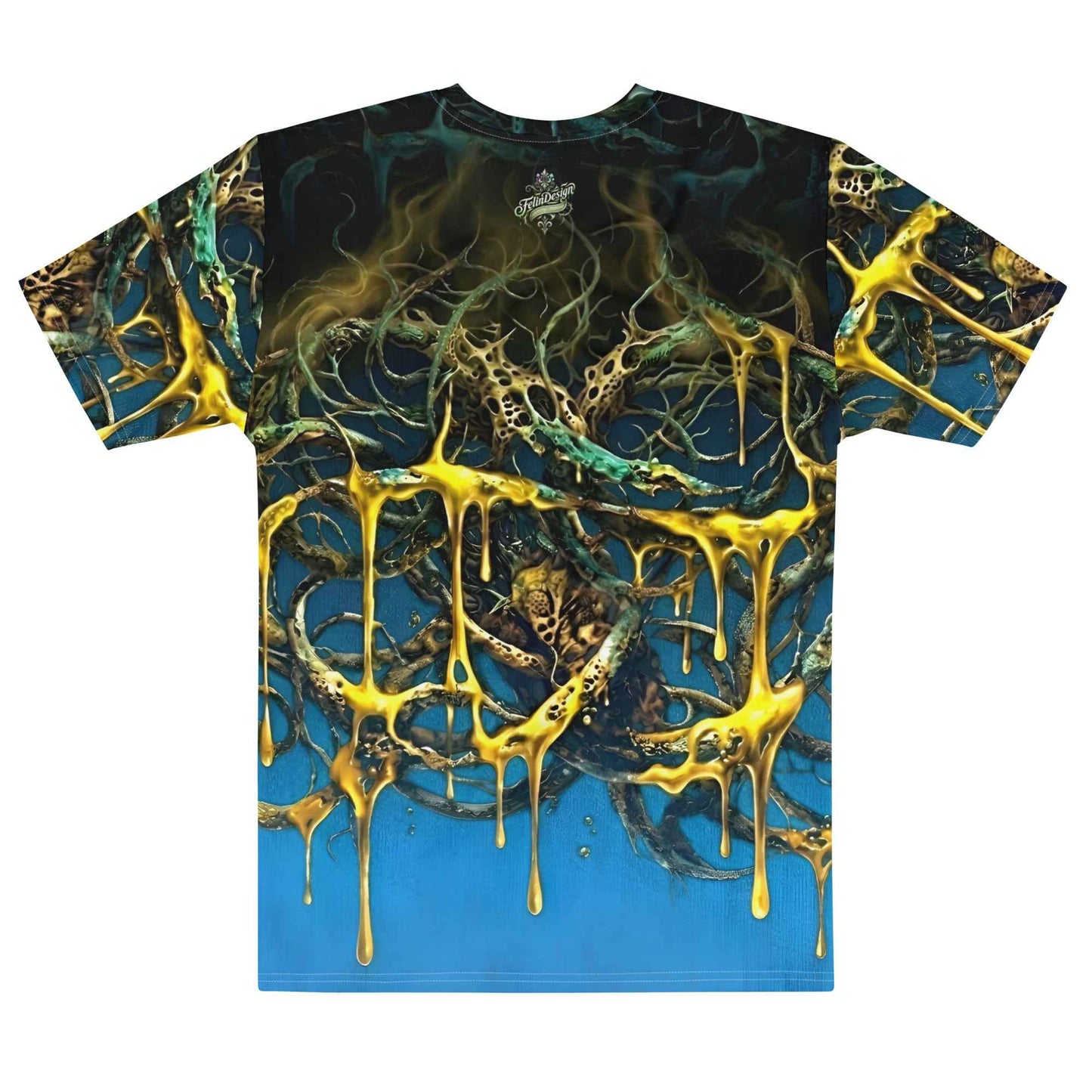 FelinDesign Toxic Blue Men's Cotton Crew Neck T-Shirt