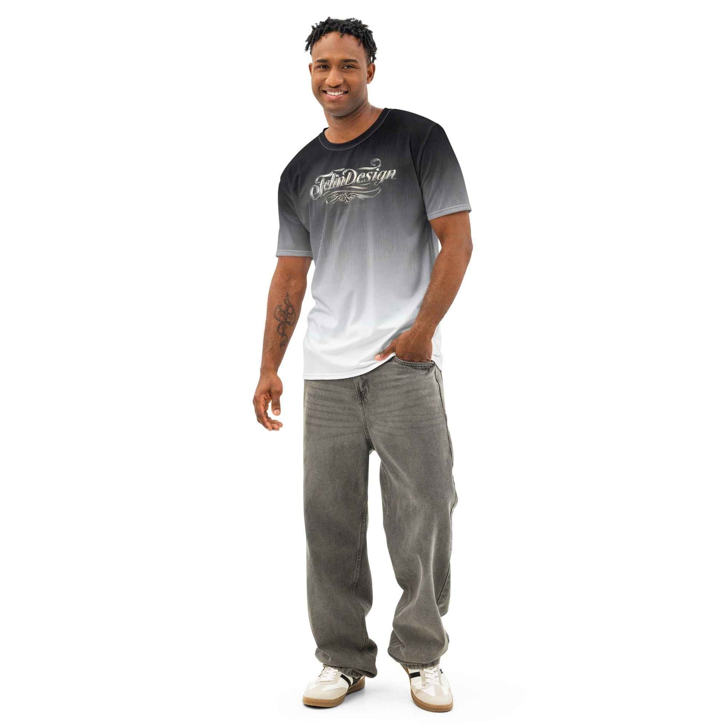 Men’s cotton crew neck t-shirt black/White