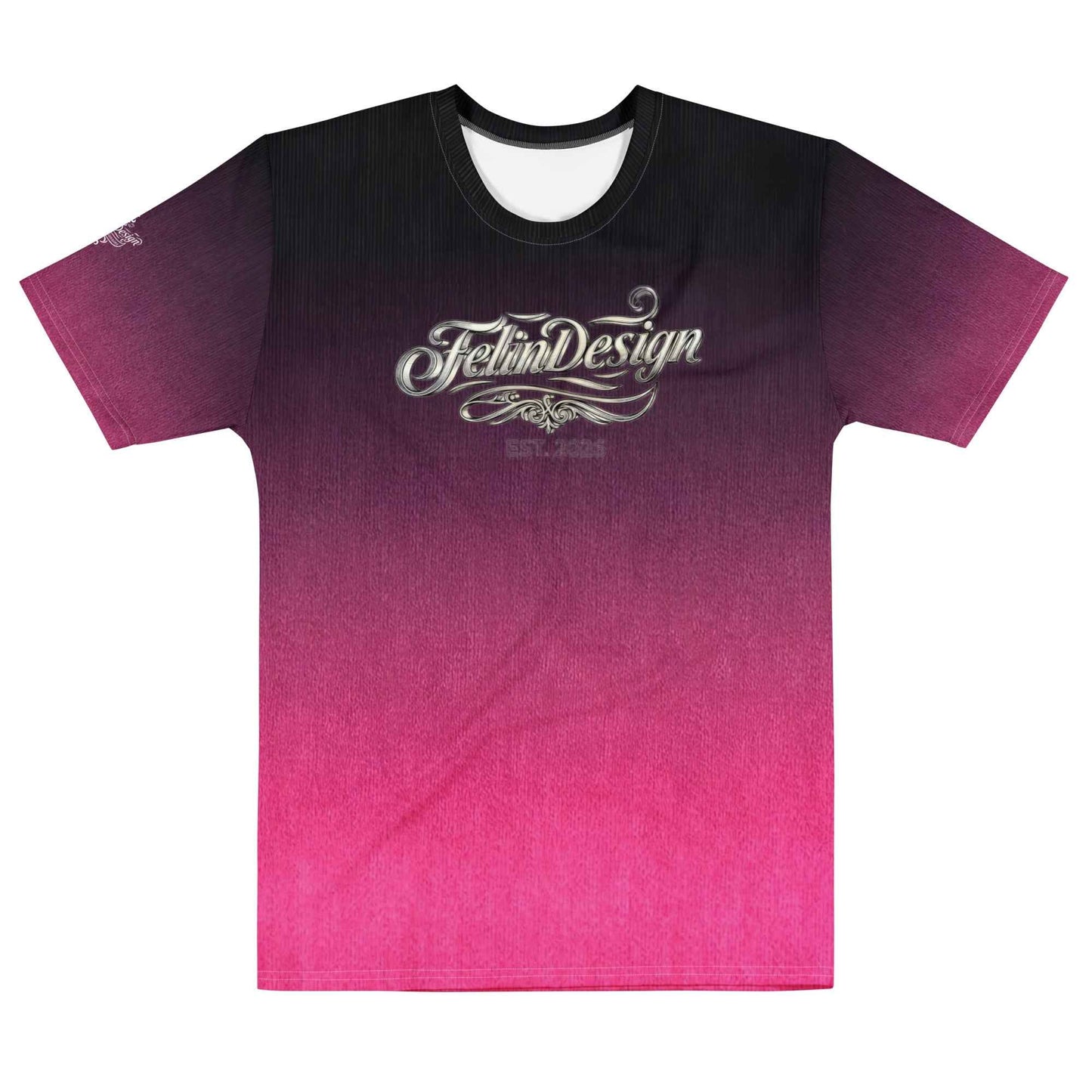 Men’s cotton crew neck t-shirt Unisex black/Fuchsia