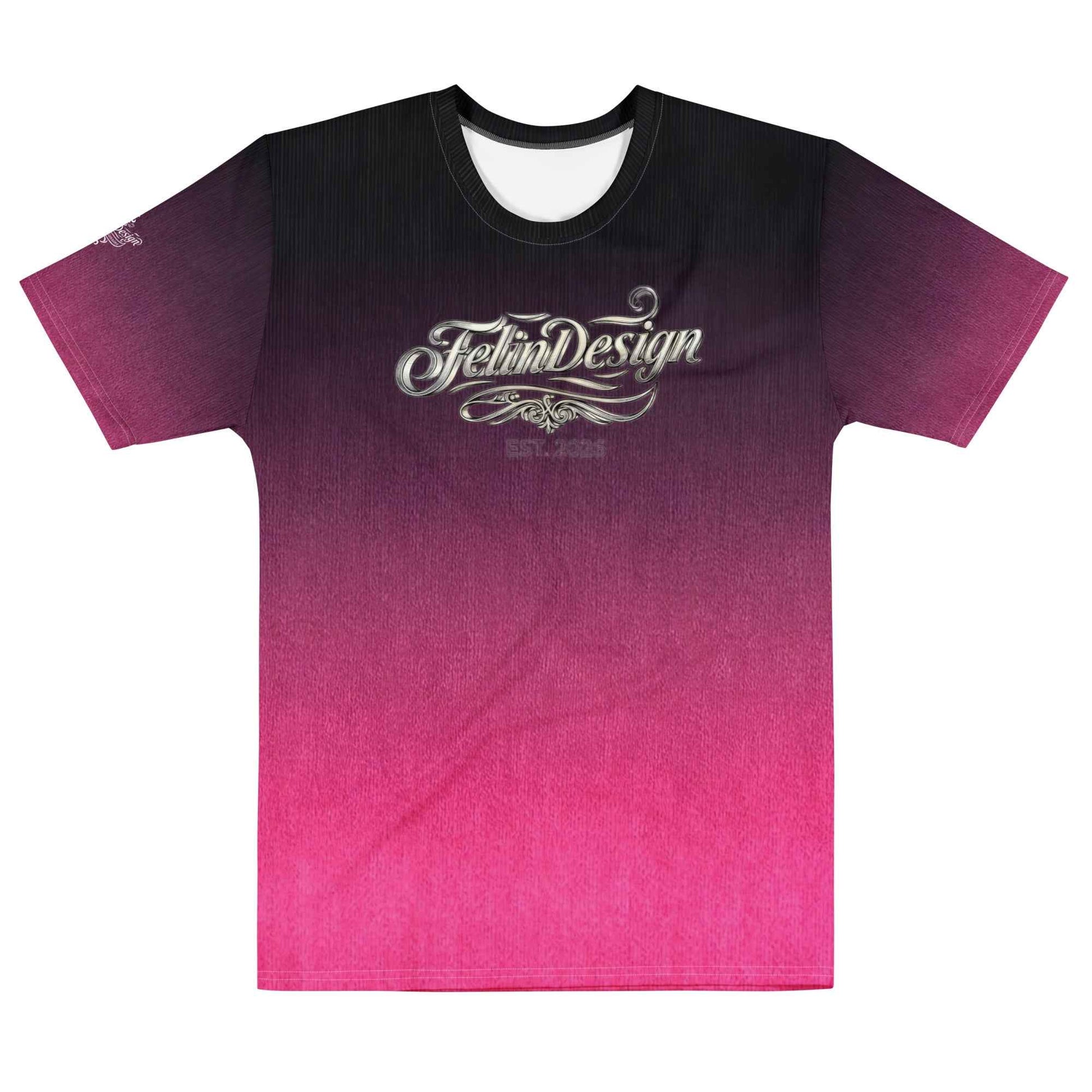 Men’s cotton crew neck t-shirt Unisex black/Fuchsia
