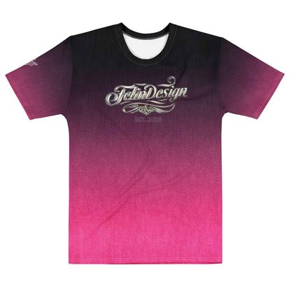Men’s cotton crew neck t-shirt Unisex black/Fuchsia