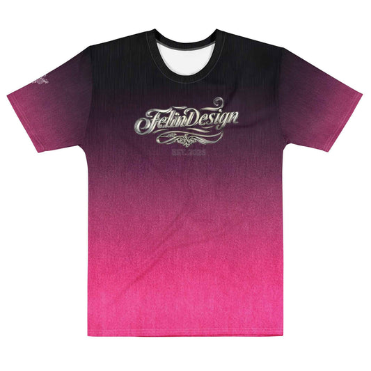 Men’s cotton crew neck t-shirt Unisex black/Fuchsia
