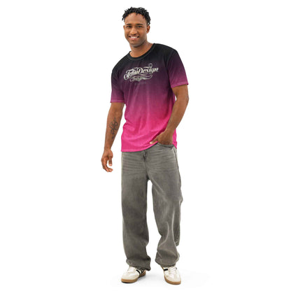 Men’s cotton crew neck t-shirt Unisex black/Fuchsia