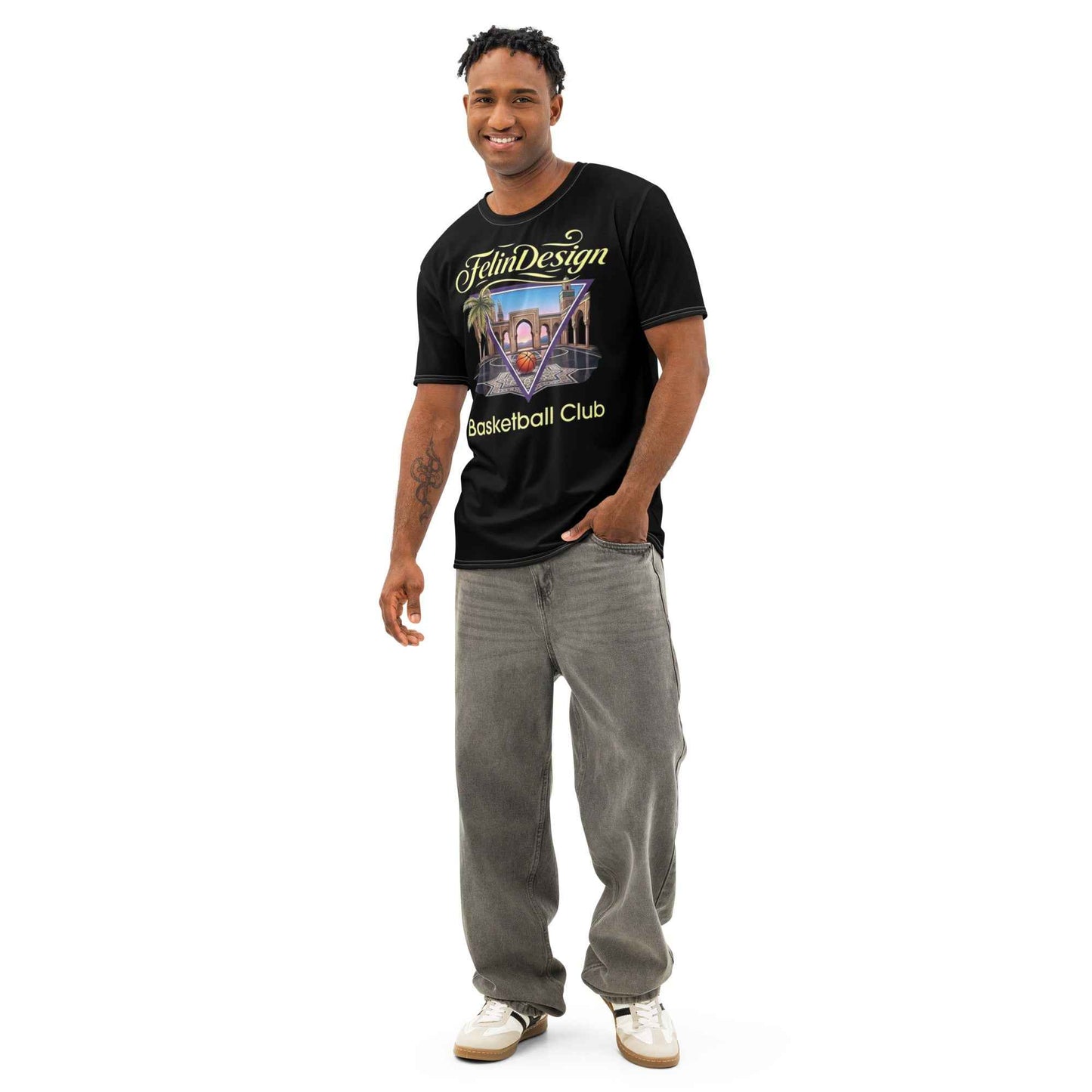 FelinDesign BasketBall Club Men's Cotton Crew Neck T-Shirt