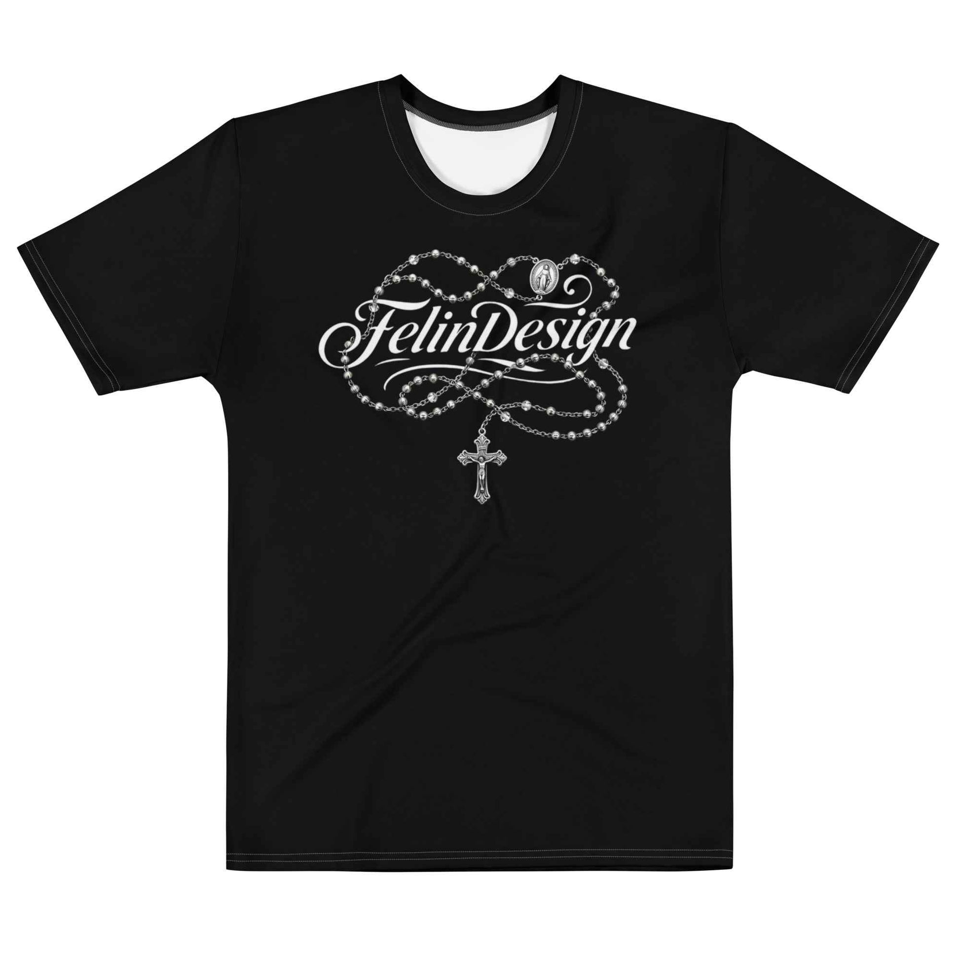 FelinDesign Sacred Apparel rosary White Men's Cotton Crew Neck T-Shirt