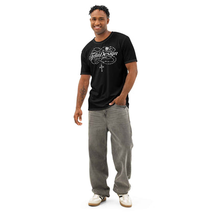 FelinDesign Sacred Apparel rosary White Men's Cotton Crew Neck T-Shirt