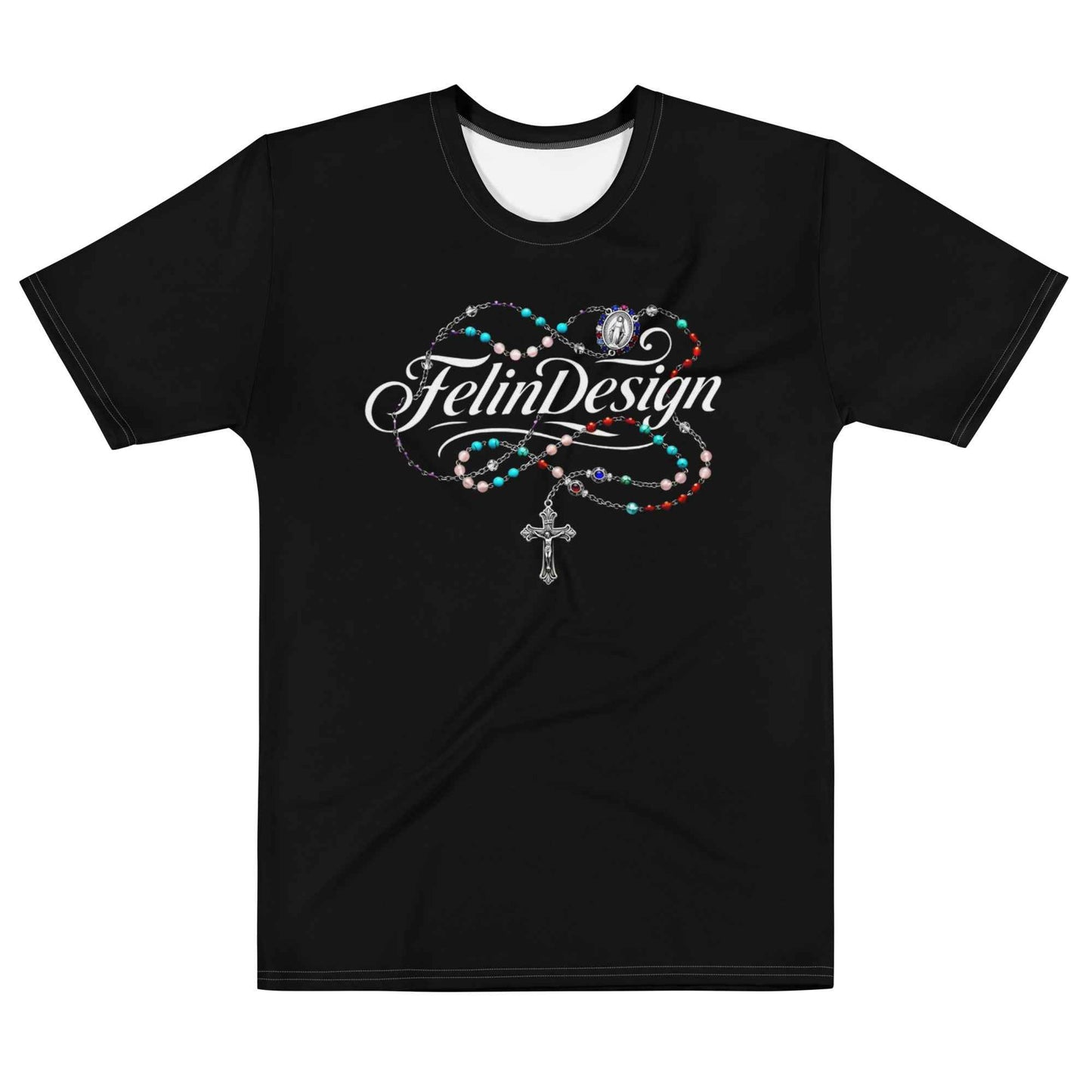 FelinDesign Colored Rosary Men's Cotton Crew Neck T-Shirt