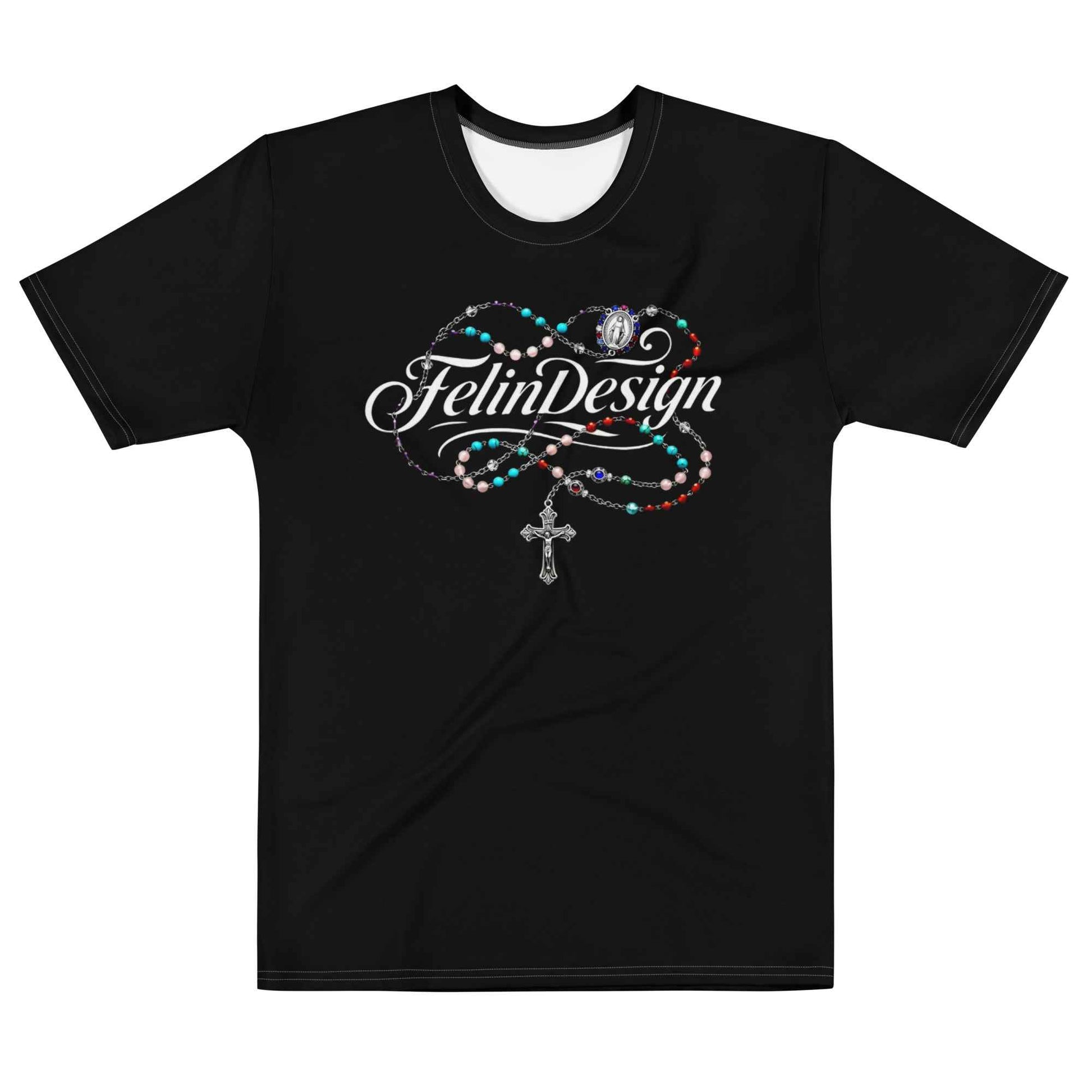 FelinDesign Colored Rosary Men's Cotton Crew Neck T-Shirt