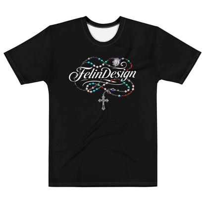 FelinDesign Colored Rosary Men's Cotton Crew Neck T-Shirt
