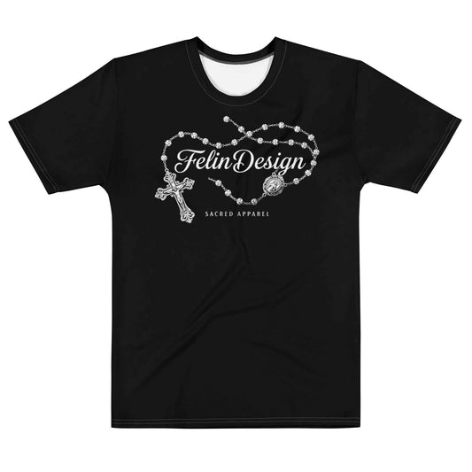 FelinDesign Sacred Apparel rosary Men's Cotton Crew Neck T-Shirt