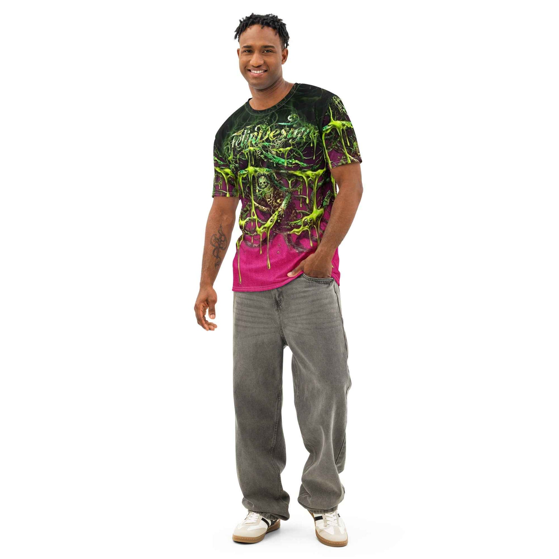 FelinDesign Toxic fuchsia Men's Cotton Crew Neck T-Shirt