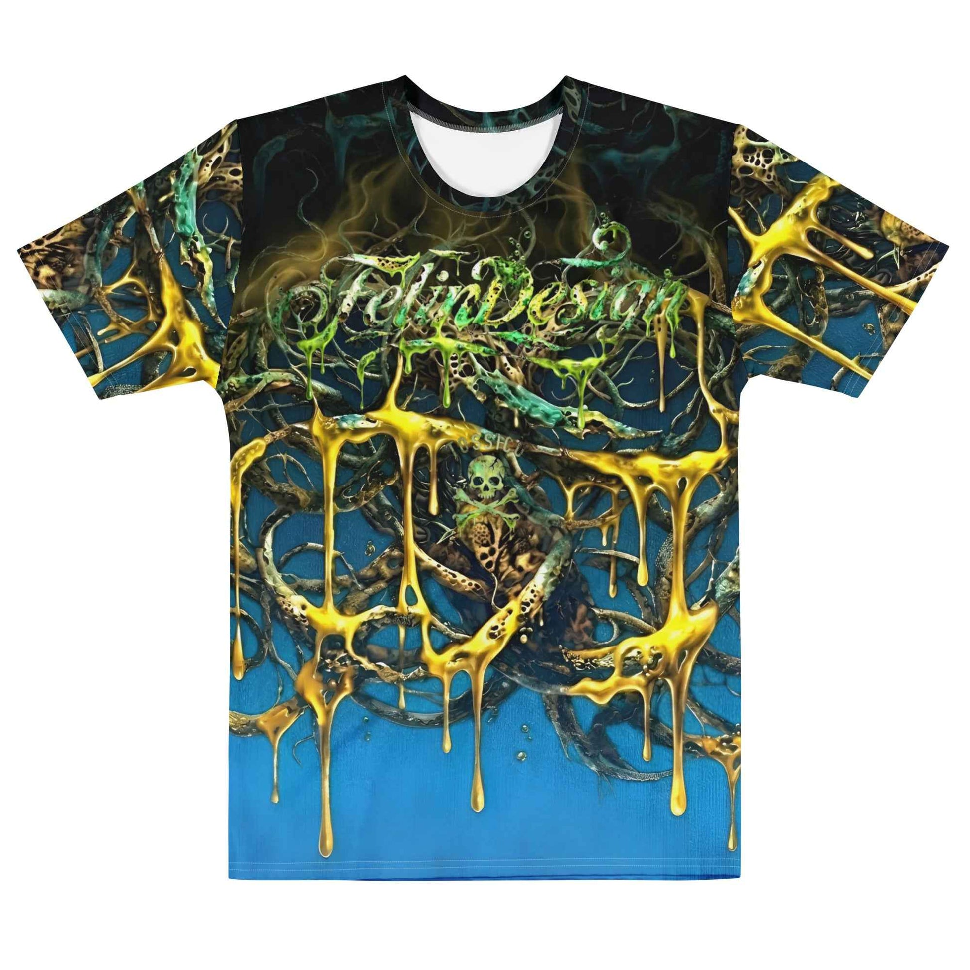 FelinDesign Toxic Blue Men's Cotton Crew Neck T-Shirt