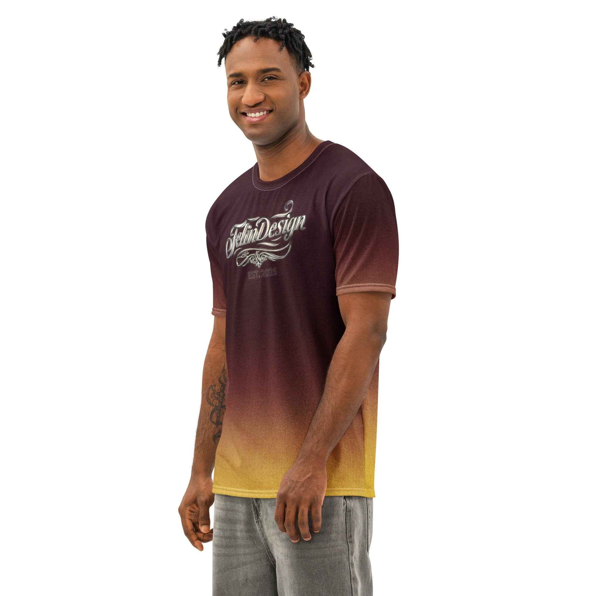 Men’s cotton crew neck t-shirt black/Yellow