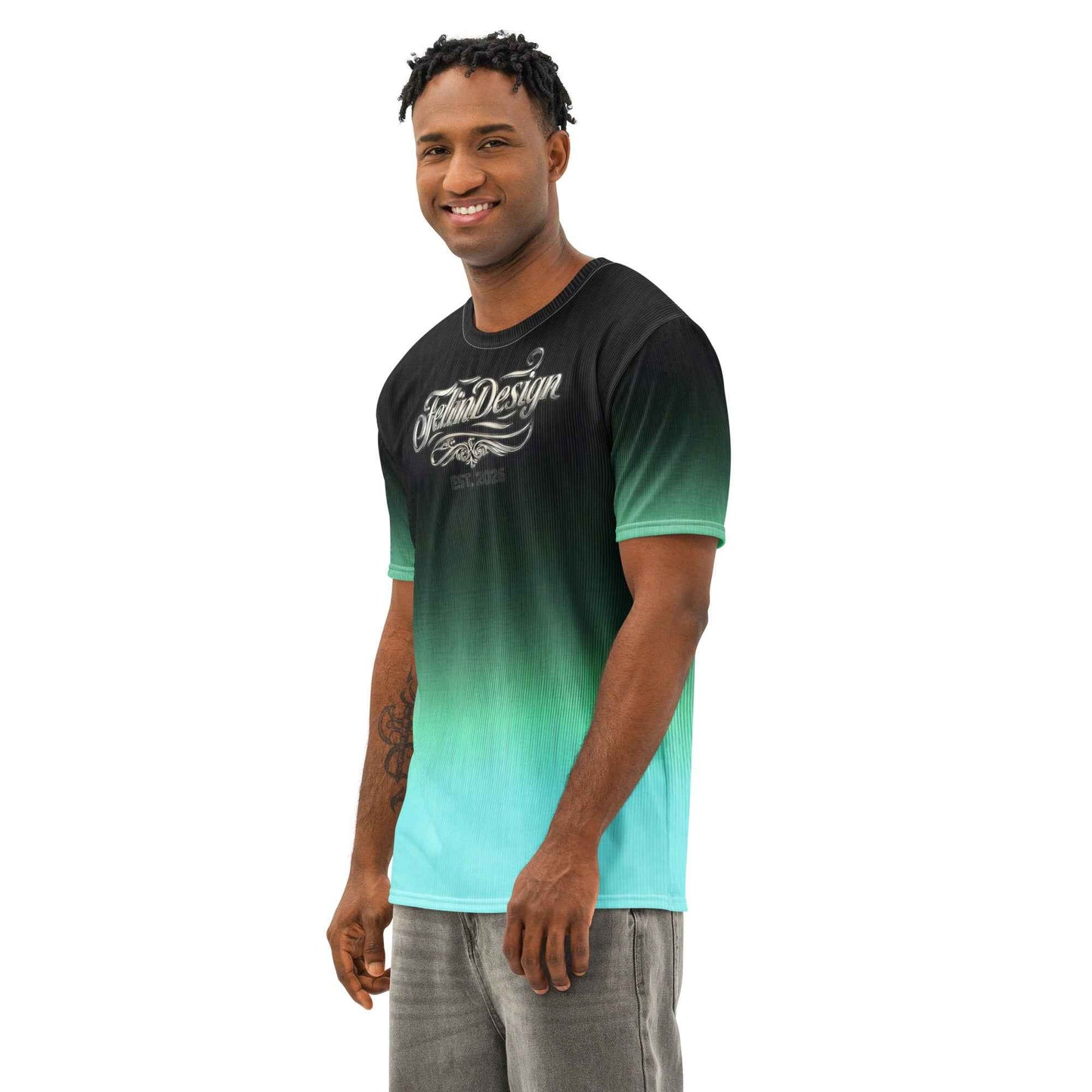 Men’s cotton crew neck t-shirt Unisex black/Pastel green
