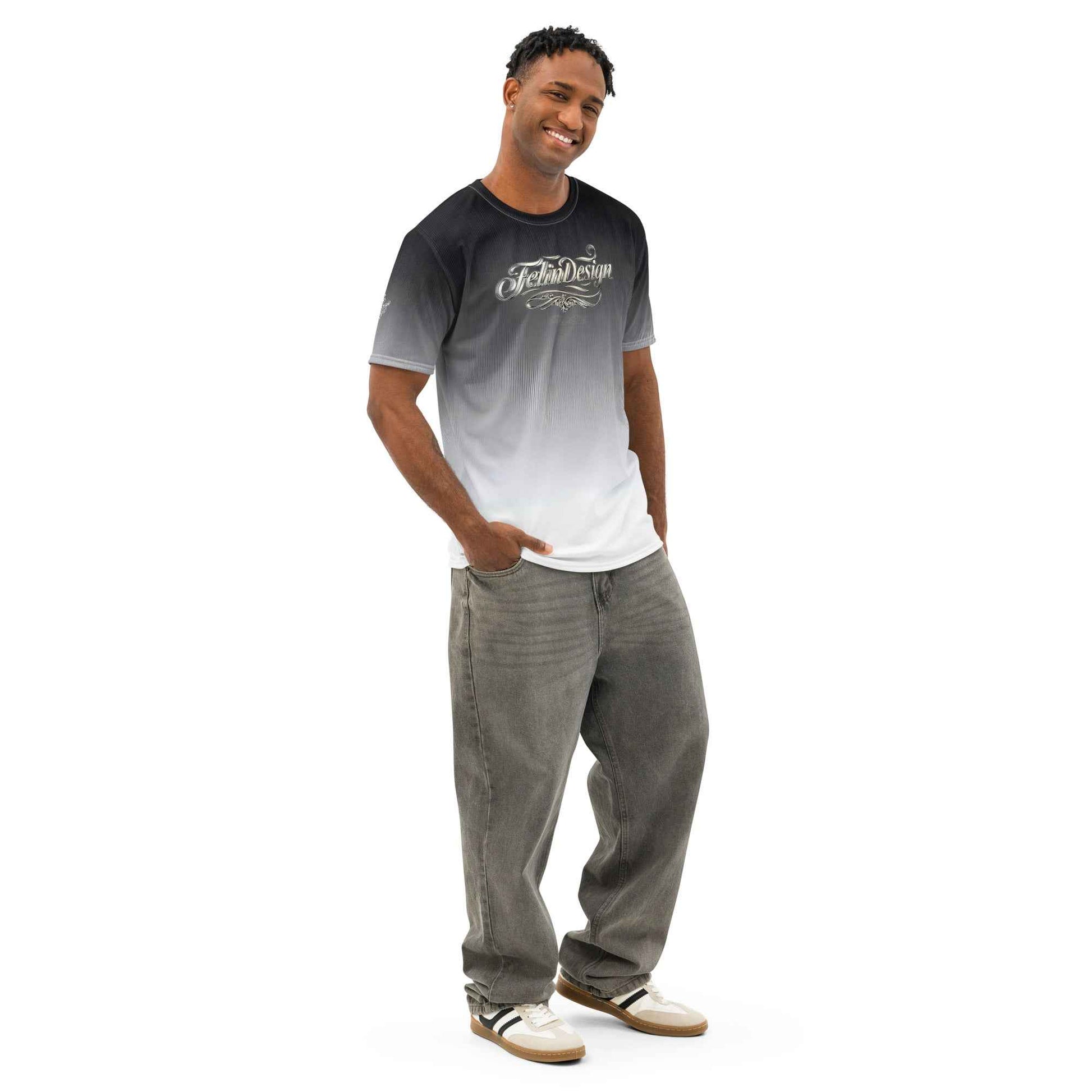 Men’s cotton crew neck t-shirt black/White