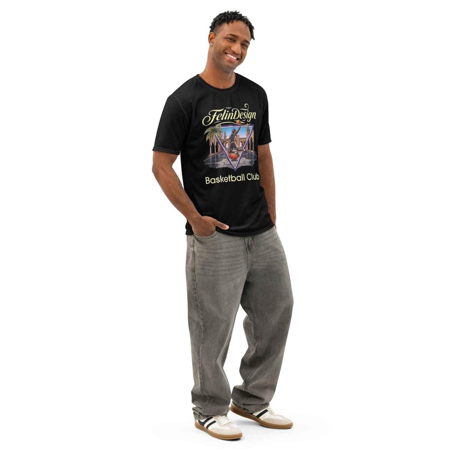 FelinDesign Jump BasketBall Club Men's Cotton Crew Neck T-Shirt