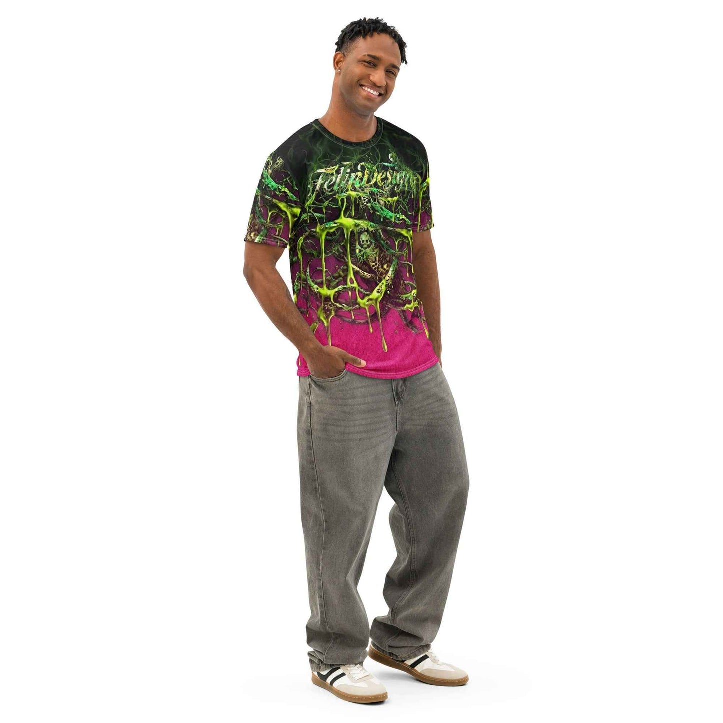 FelinDesign Toxic fuchsia Men's Cotton Crew Neck T-Shirt
