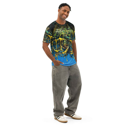 FelinDesign Toxic Blue Men's Cotton Crew Neck T-Shirt