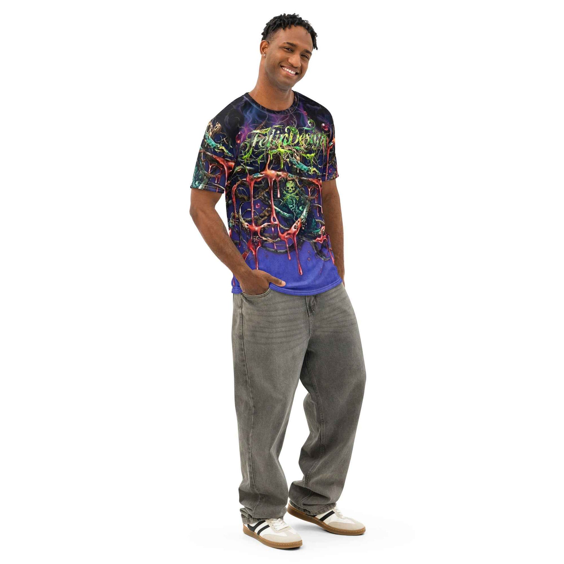 FelinDesign Toxic Viola Men's Cotton Crew Neck T-Shirt