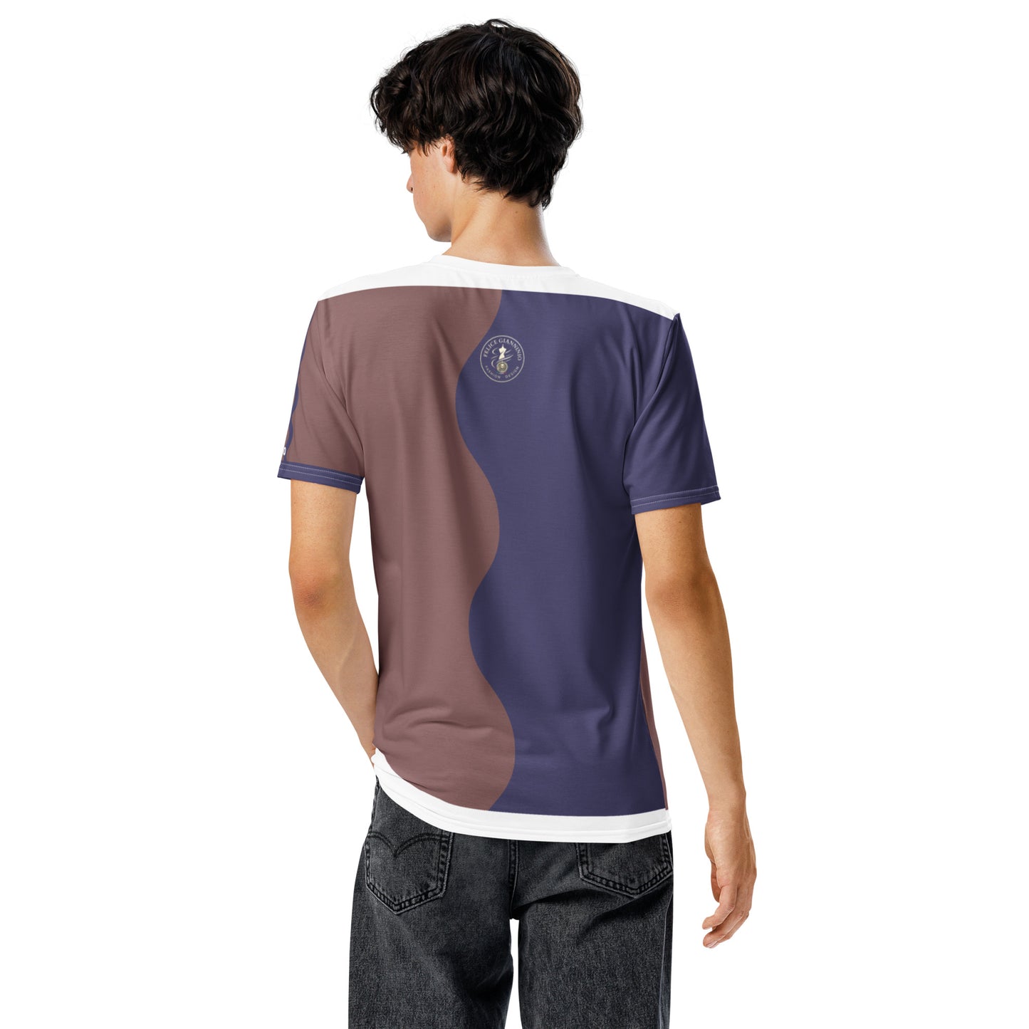 FelinDesign 50 Collection Men's Elegant Blue and Brown T-Shirt, Casual Men's Italian Fashion T-Shirt, Comfort Fit - FelinDesign