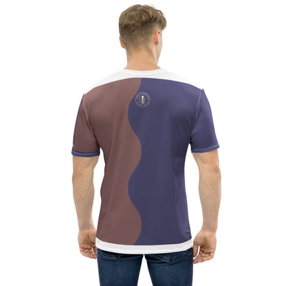 FelinDesign 50 Collection Men's Elegant Blue and Brown T-Shirt, Casual Men's Italian Fashion T-Shirt, Comfort Fit - FelinDesign
