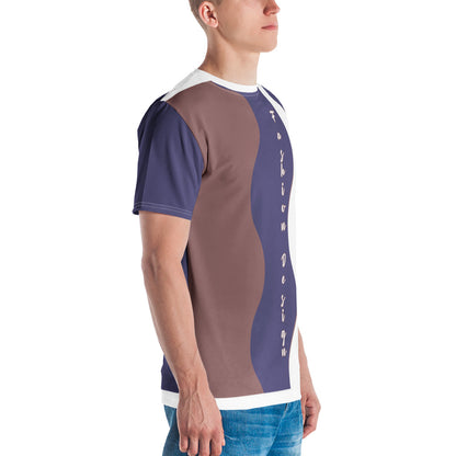 FelinDesign 50 Collection Men's Elegant Blue and Brown T-Shirt, Casual Men's Italian Fashion T-Shirt, Comfort Fit - FelinDesign