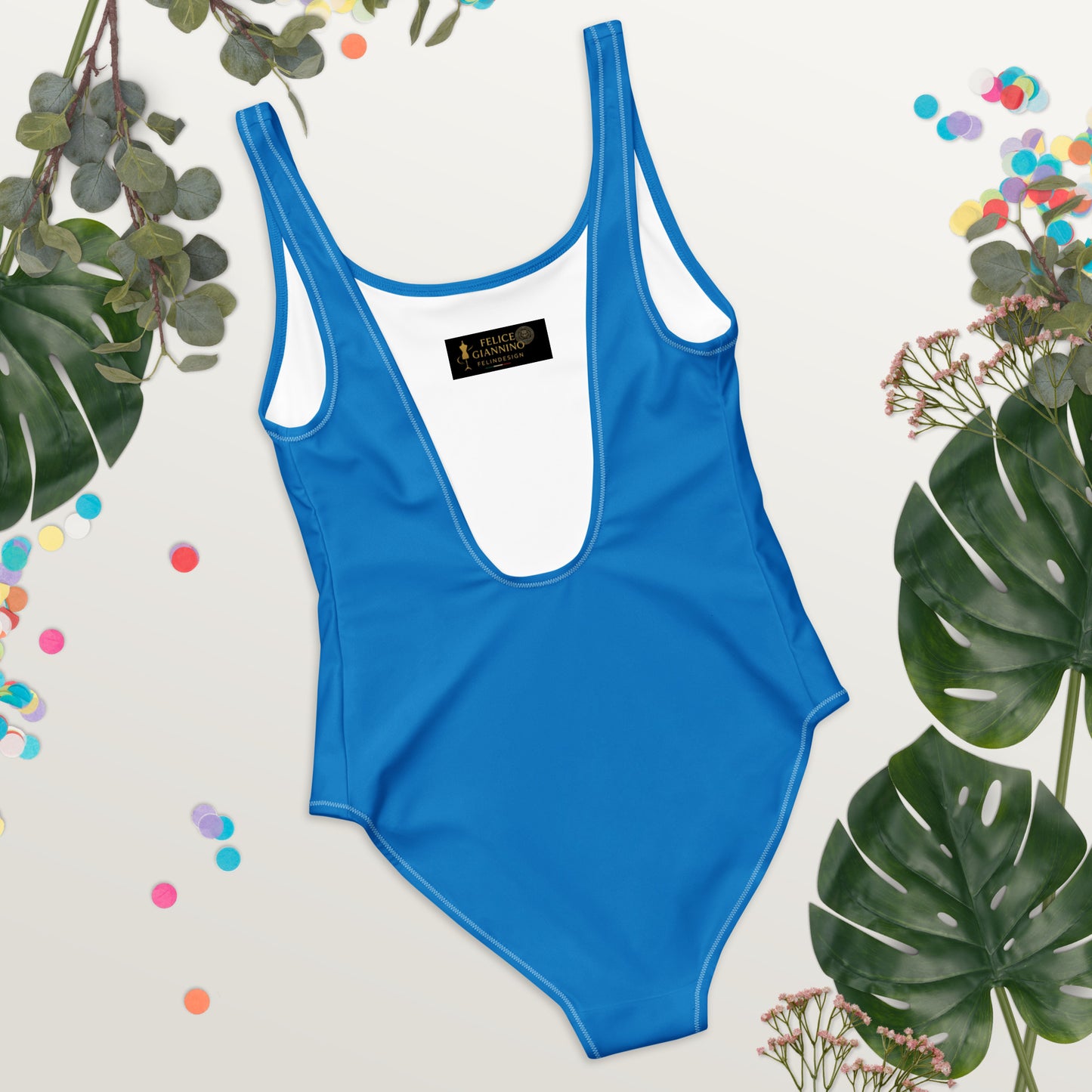 Blue Minimal Chic One-Piece Swimsuit 2026 | Women's Solid-Color Beachwear | Summer Essentials Collection FelinDesign - FelinDesign