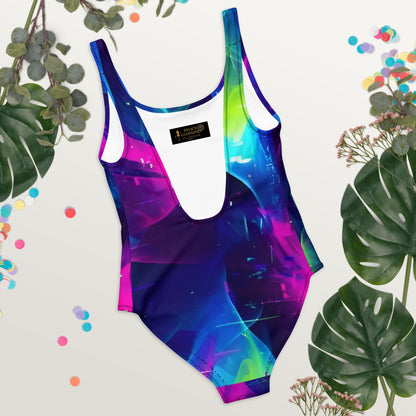Women's One-Piece Swimsuit with Multicolored Abstract Pattern - Ideal for the Pool and Swimming felindesign - FelinDesign