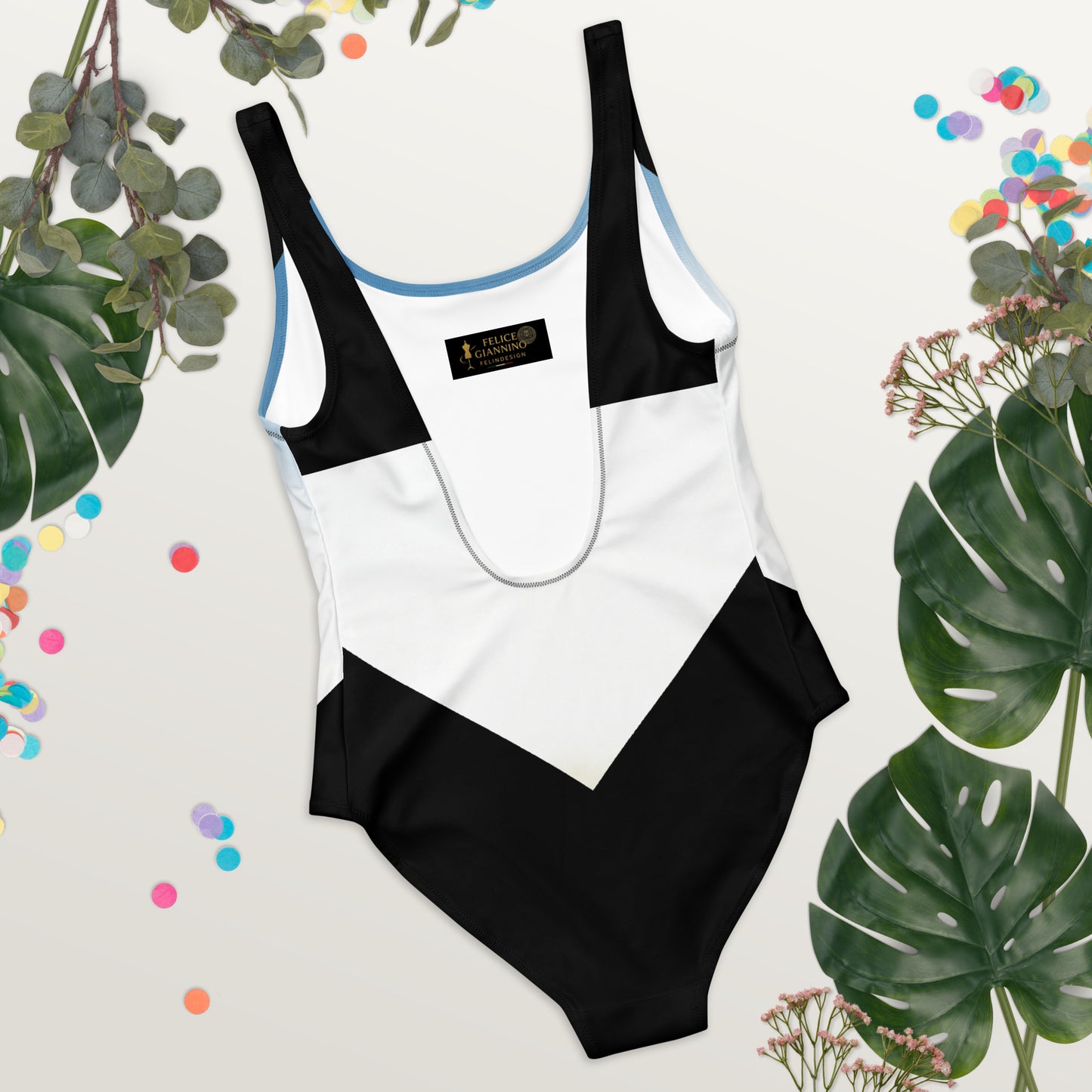 Blue Surf Minimalist Chic One-Piece Swimwear | Solid Color Collection | 2026 Summer Essentials felindesign Blue surf - FelinDesign