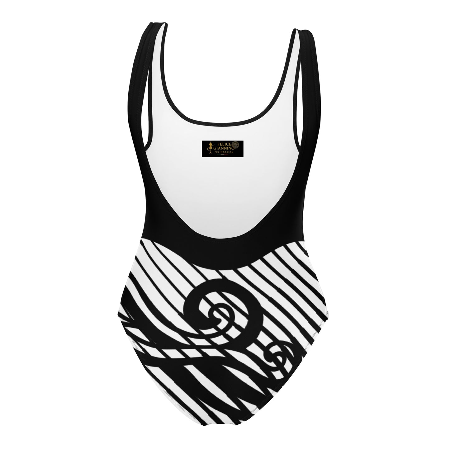 Luxury Elegant Black and White One-Piece Swimsuit for Women - Sculpting Geometric Design | Felin Design 2026 - FelinDesign