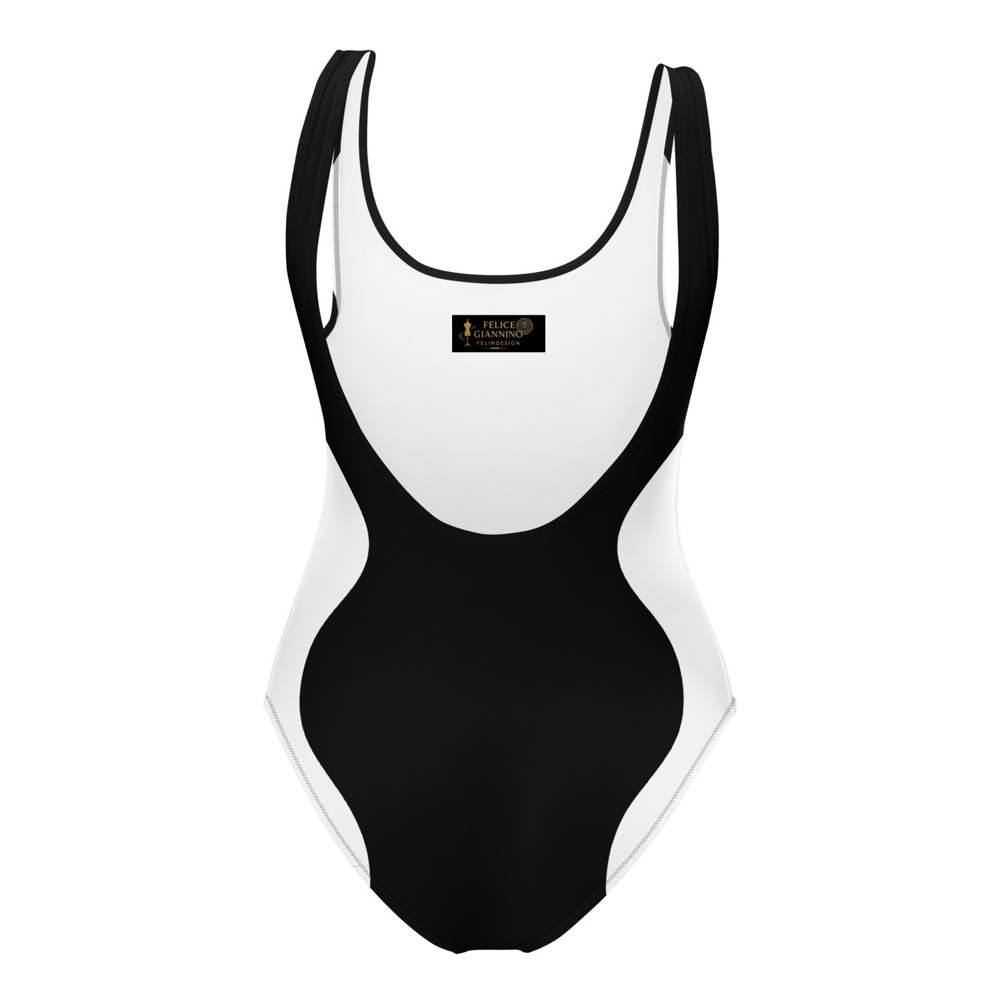 Sinuous Geometry One-Piece Swimsuit – Black & White Shaping Design - FelinDesign