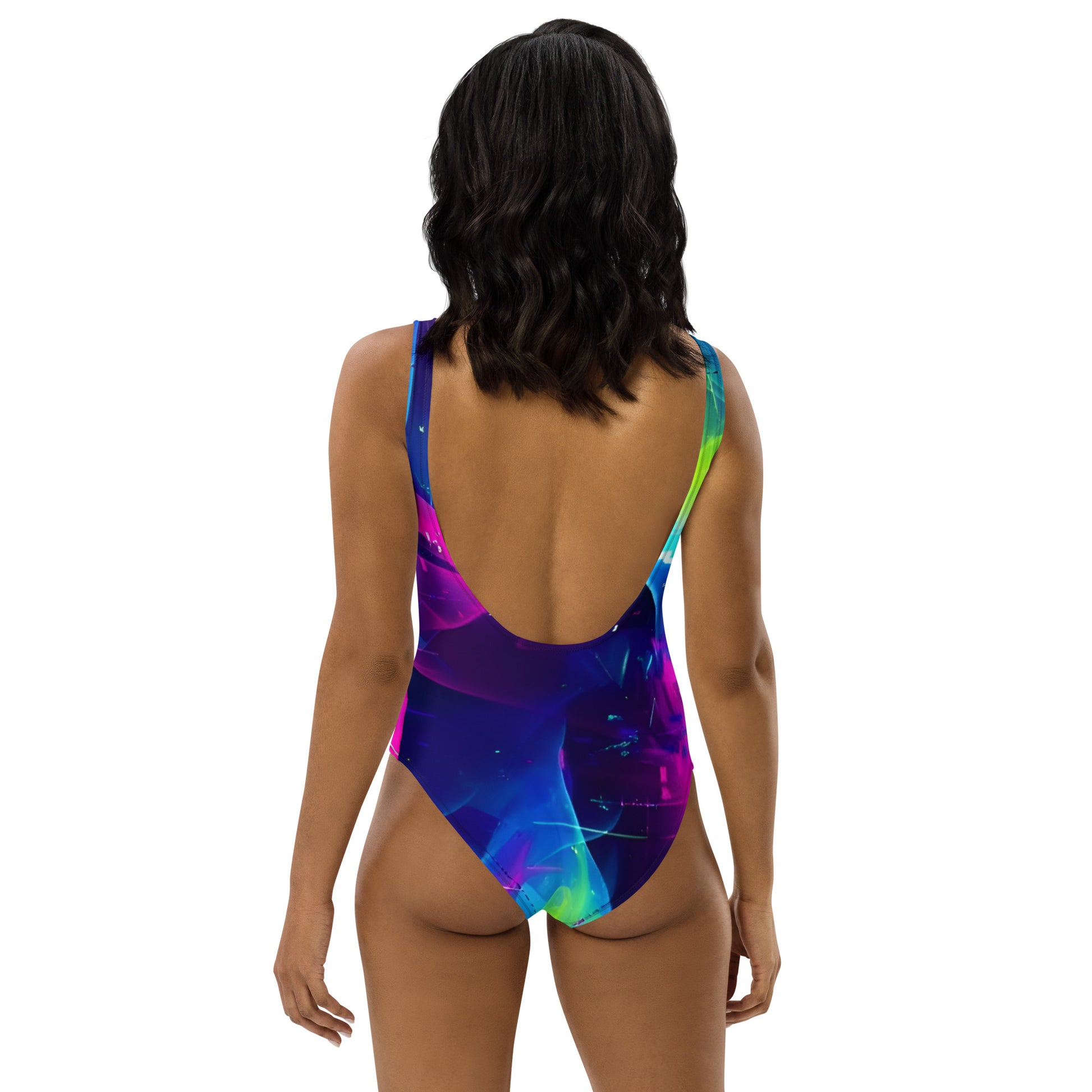 Women's One-Piece Swimsuit with Multicolored Abstract Pattern - Ideal for the Pool and Swimming felindesign - FelinDesign