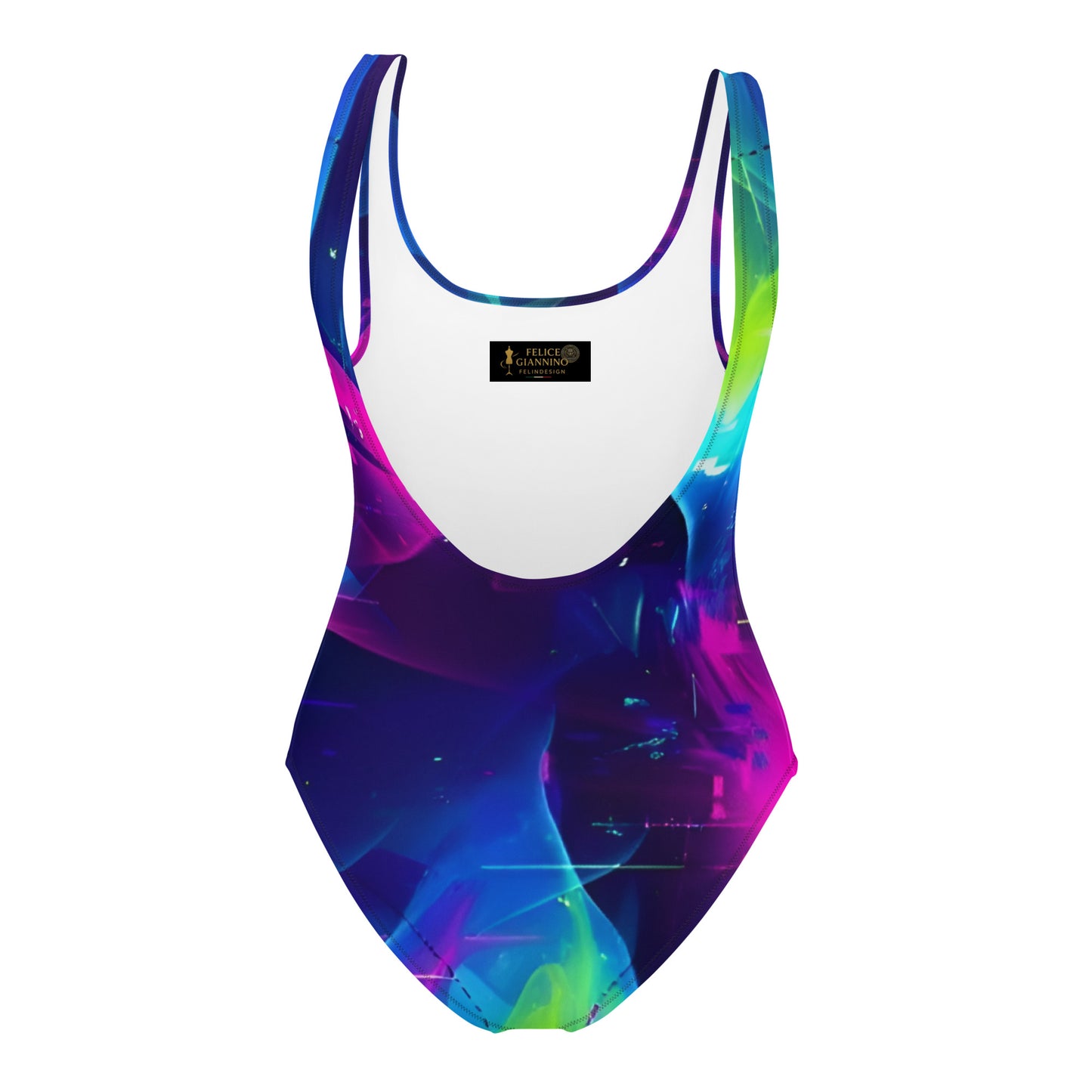 Women's One-Piece Swimsuit with Multicolored Abstract Pattern - Ideal for the Pool and Swimming felindesign - FelinDesign