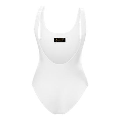 Optic white Minimalist Chic One-Piece Swimwear | Solid Color Collection | 2026 Summer Essentials felindesign - FelinDesign