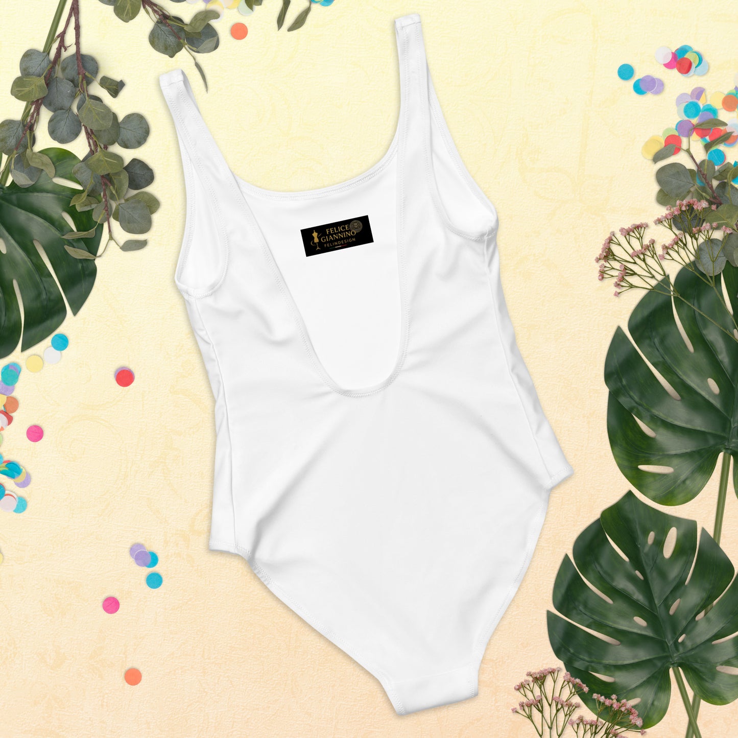 Optic white Minimalist Chic One-Piece Swimwear | Solid Color Collection | 2026 Summer Essentials felindesign - FelinDesign