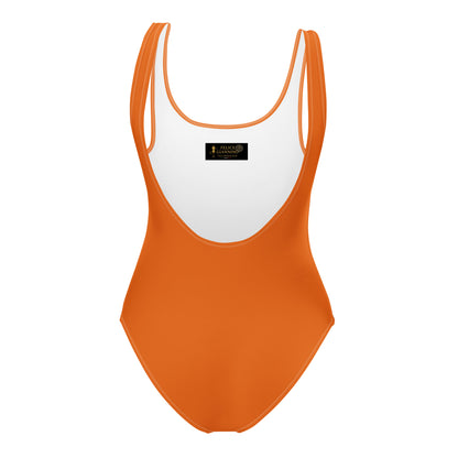 Burnt orange Minimalist Chic One-Piece Swimwear | Solid Color Collection | 2026 Summer Essentials felindesign - FelinDesign