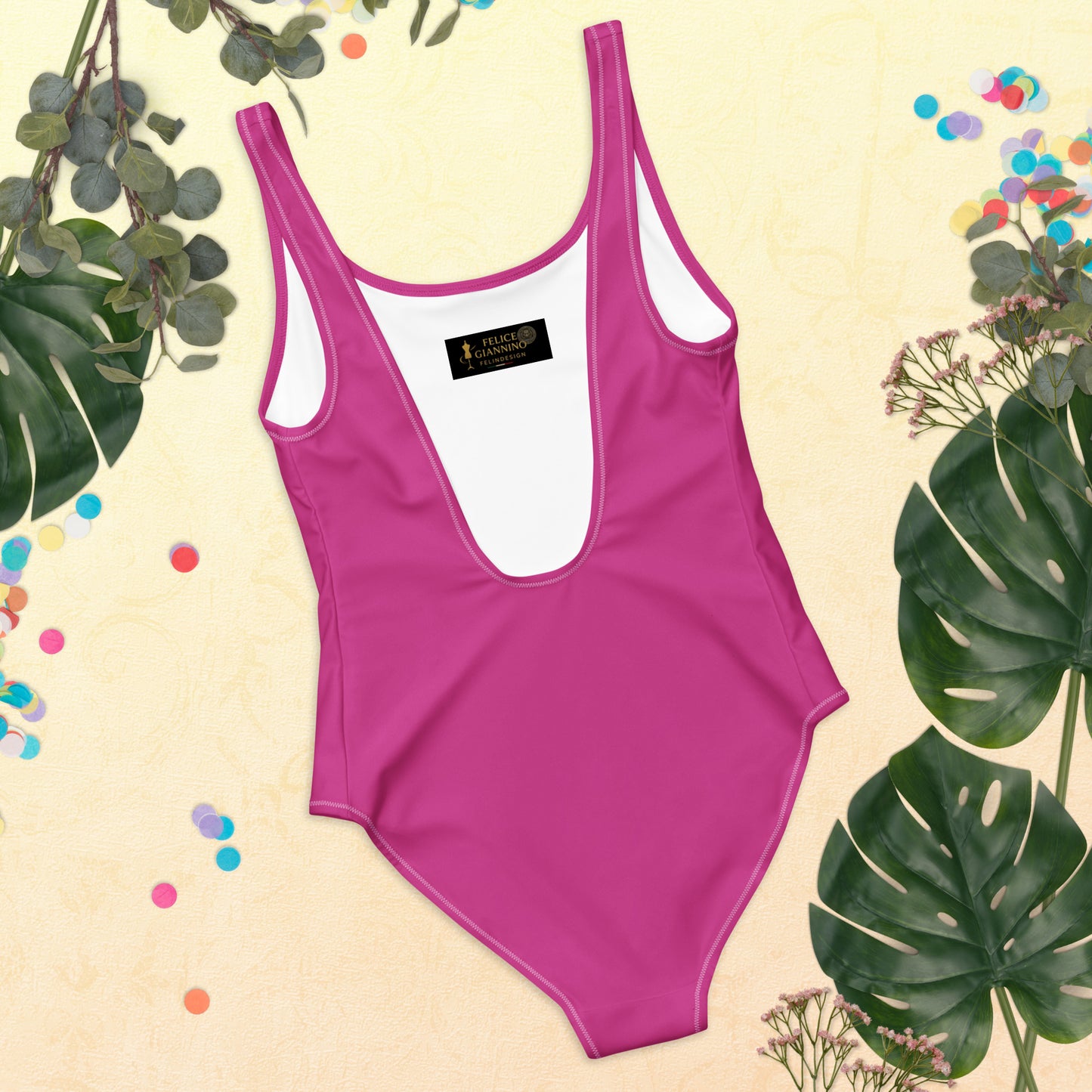Deep cherry Minimalist Chic One-Piece Swimwear | Solid Color Collection | 2026 Summer Essentials felindesign - FelinDesign