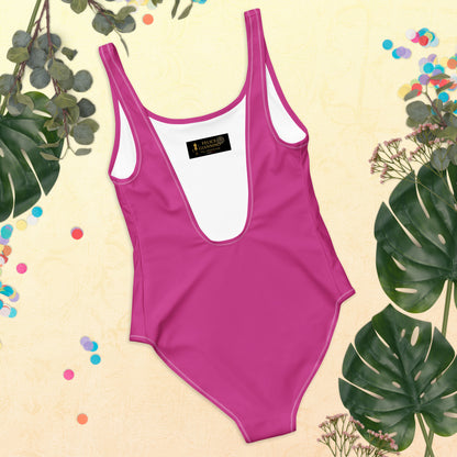 Deep cherry Minimalist Chic One-Piece Swimwear | Solid Color Collection | 2026 Summer Essentials felindesign - FelinDesign