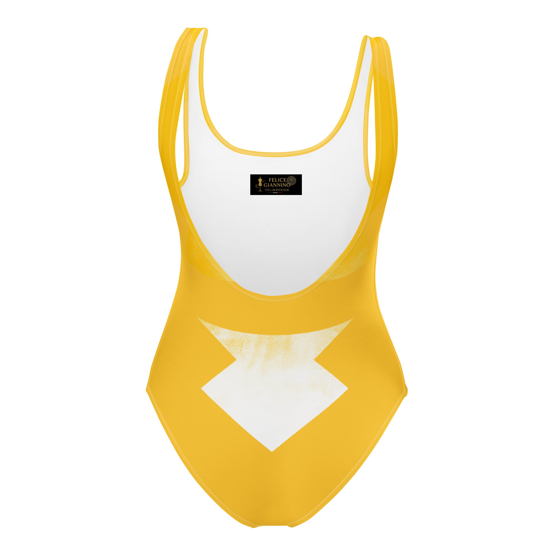 Women's One-Piece Swimsuit Yellow White FelinDesign - Elegant Eco-Sustainable Chlorine Resistant - FelinDesign