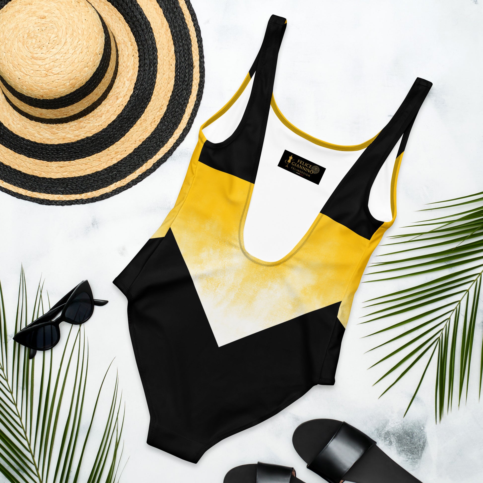Yellow Surf Minimalist Chic One-Piece Swimwear | Solid Color Collection | 2026 Summer Essentials felindesign Surf Yellow - FelinDesign