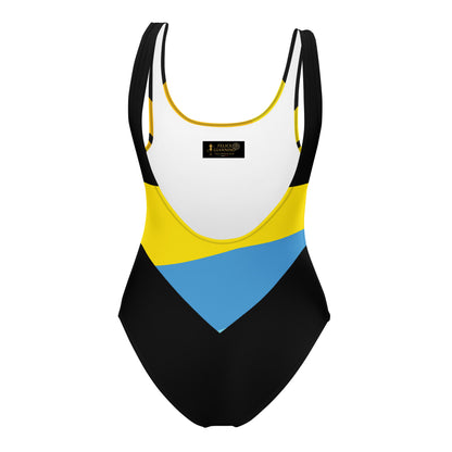 Nature Blue Yellow Minimalist Chic One-Piece Swimwear | Solid Color Collection | 2026 Summer Essentials felindesign - FelinDesign