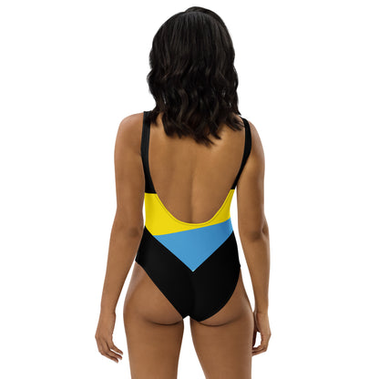 Nature Blue Yellow Minimalist Chic One-Piece Swimwear | Solid Color Collection | 2026 Summer Essentials felindesign - FelinDesign